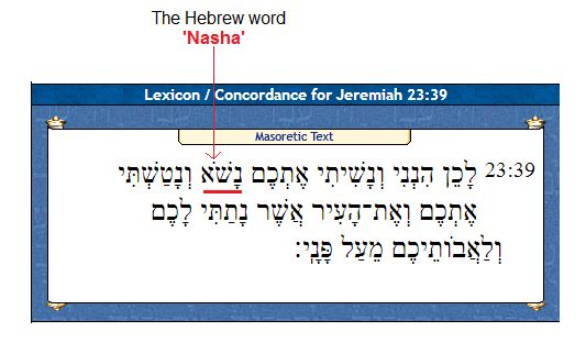 Hebrew word Nasha for Jeremiah 23 39