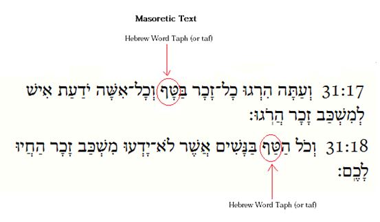 Hebrew word taph (or taf), pre-pubescent